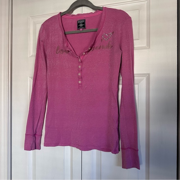 PINK Victoria's Secret Tops - Vintage Victoria’s Secret PINK Y2K Sparkly Pink Top with buttons